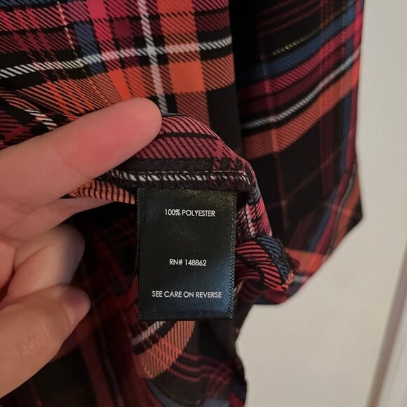 Torrid Size 3 Plaid Georgette Hi-Low Pullover Long Sleeve Blouse - Picture 8 of 8